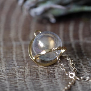 Angel Aura Sphere Gold or Sterling Silver Gem Cage Necklace