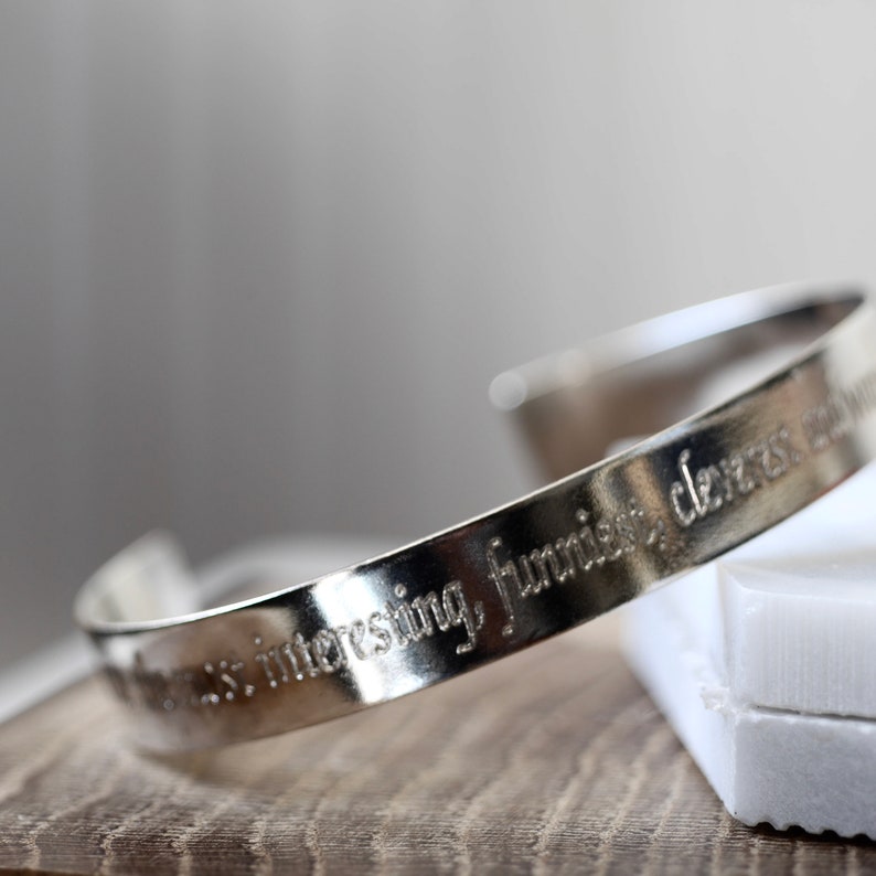 Engraved Sterling Silver Cuff Bangle Bracelet for Men Etsy