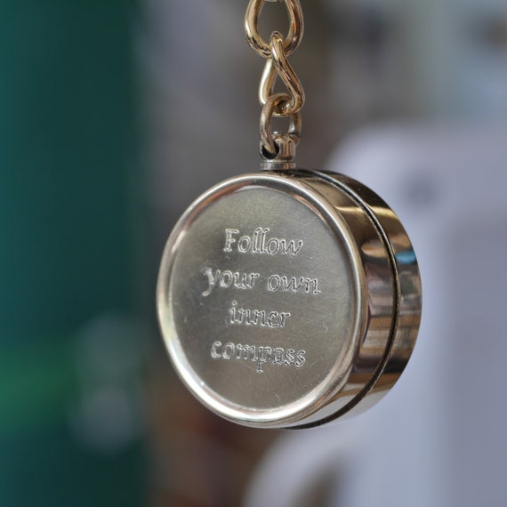 Personalised Raw Brass Small Real Compass Keyring Etsy Canada