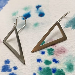 Large Triangle Minimalist Geometric Drop Earring