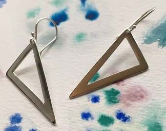 Large Triangle Minimalist Geometric Drop Earring