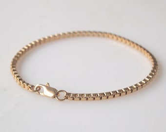 Gold Bracelet- 14Carat Gold Filled Box Chain Minimalist Bracelet