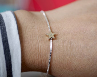 Personalised Silver Box Chain Star Bracelet