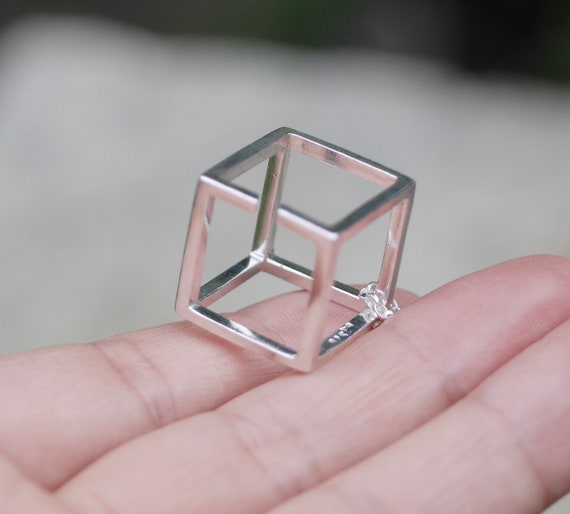 Escher Impossible 3D Cube Optical Illusion Necklace