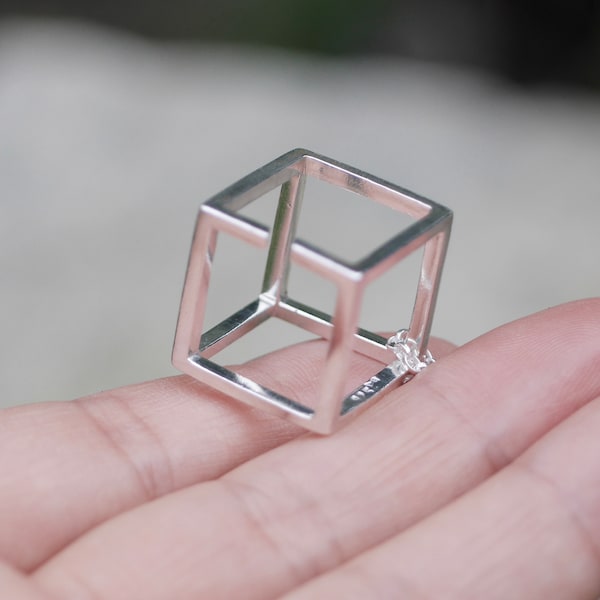 Escher Impossible 3D Cube Optical Illusion Necklace