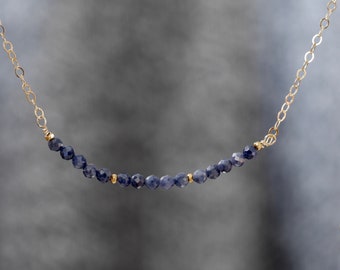 Real Sapphire September Birthstone Dainty Necklace in Gold and Sterling Silver