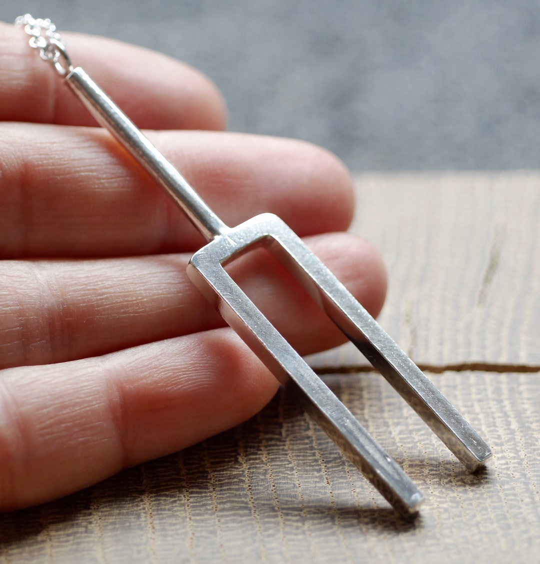 Sterling Silver Real Tuning Fork Necklace Sterling Silver Miniature