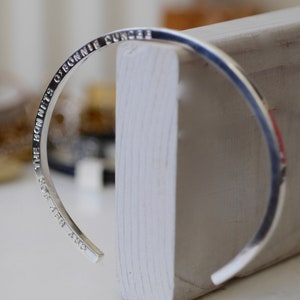 Personalized Sterling Silver Cuff Bangle: Hand-Stamped Message Bracelet