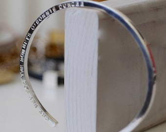 Personalized Sterling Silver Cuff Bangle: Hand-Stamped Message Bracelet