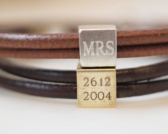 Personalised Double Wrap Leather Bracelet