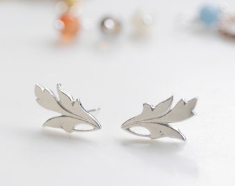 Sterling Silver Leaf Stud Earrings - Leaf Jewellery