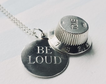 Sterling Silver Fender Guitar Knob Necklace: Personalized Locket Pendant