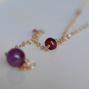 Real Ruby Juillet Birthstone Y Collier