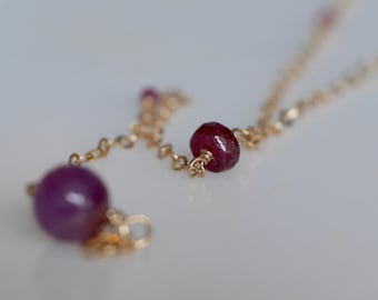 Real Ruby July Birthstone Y Necklace