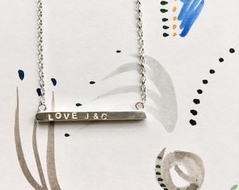 Minimalist Personalised Sterling Silver Name Bar Necklace
