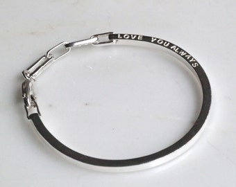 Personalized Sterling Silver Bangle Bracelet: Square Wire Chain Cuff