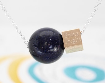 Personalised Midnight Blue Goldstone Necklace - Galaxy Necklace