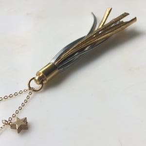 Gold and Silver Leather Tassel Necklace image 2