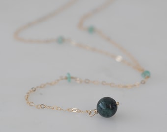 Natural Emerald May Birthstone Y Necklace