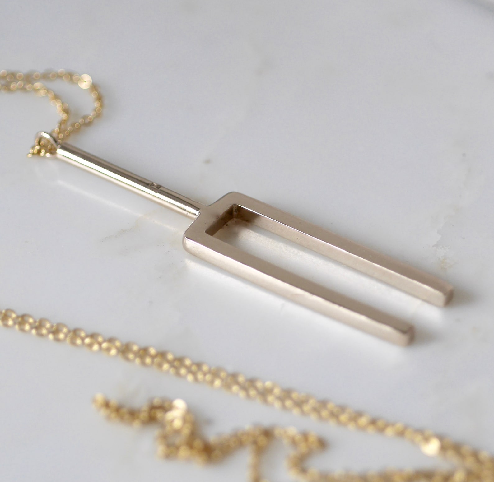 Handmade Real Small Bronze Tuning Fork Necklace Etsy