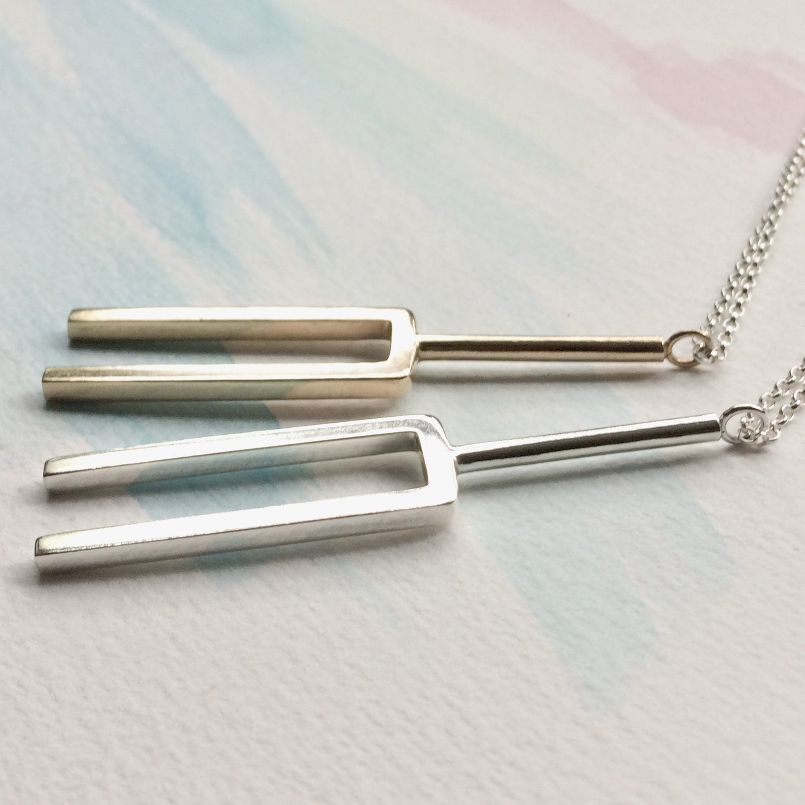 Handmade Real Small Bronze Tuning Fork Necklace Etsy