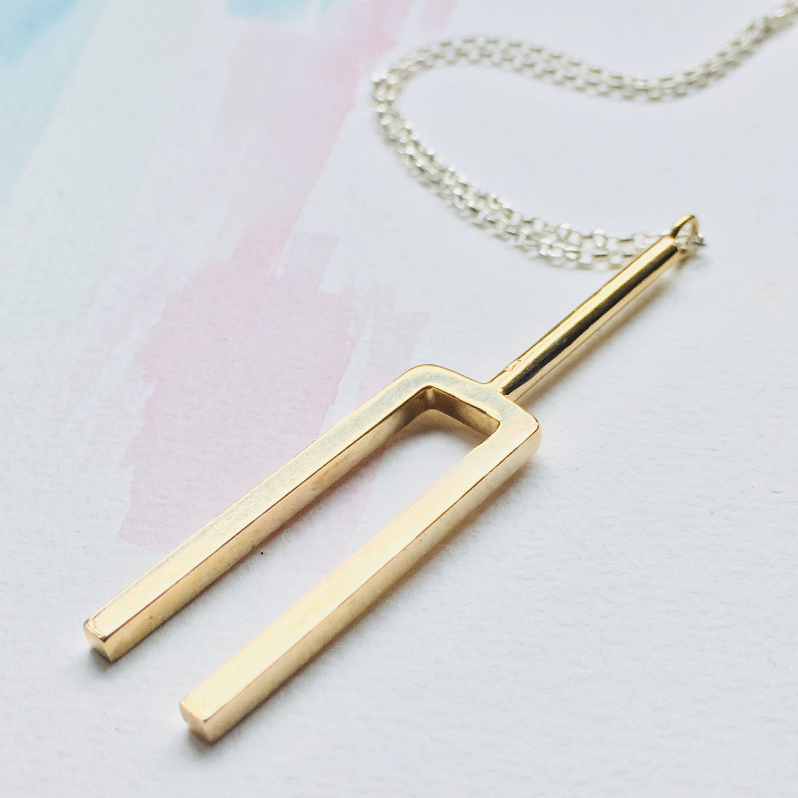 Handmade Real Small Bronze Tuning Fork Necklace Etsy UK