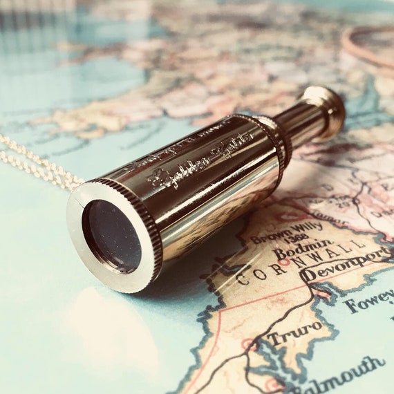 Personalised Raw Brass Mini Telescope Necklace Etsy