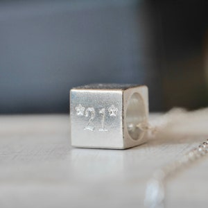 Personalised Engraved Cube Necklace in Silver or Gold