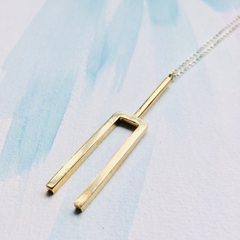 Handmade Real Small Bronze Tuning Fork Necklace Etsy Australia