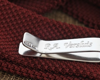 Personalised Minimalist Sterling Silver Tie Clip for Him