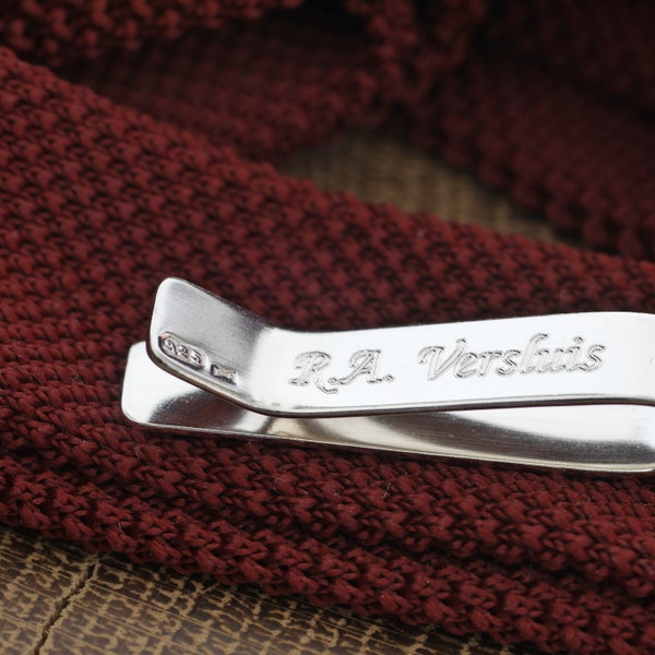 Personalised Minimalist Sterling Silver Tie Clip for Him