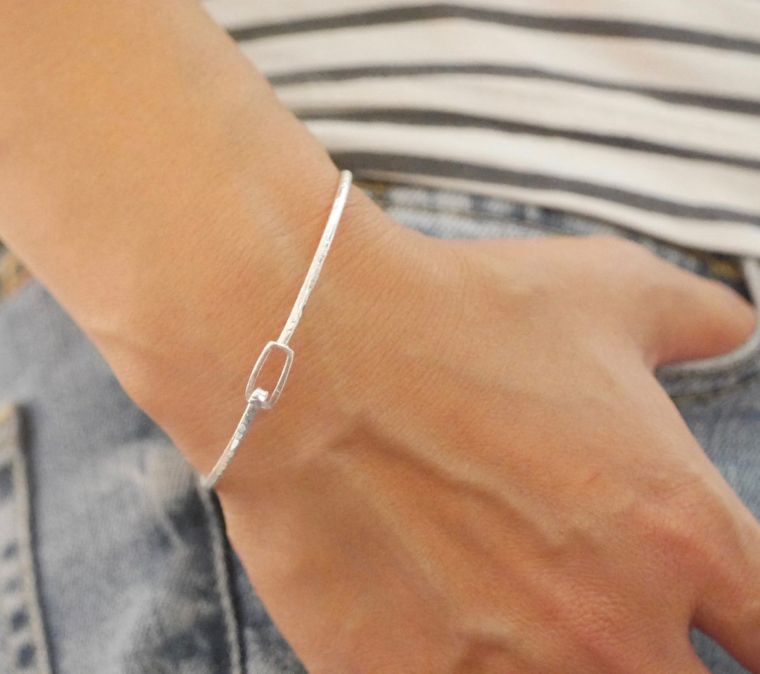 925 Sterling Silver CZ Hook Bangle Bracelet | eBay