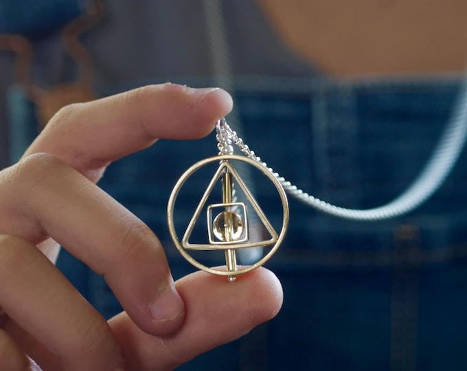 Featured listing image: Philosopher's Stone Fidget Birthstone Necklace - Jungian Psychology Alchemy Jewellery