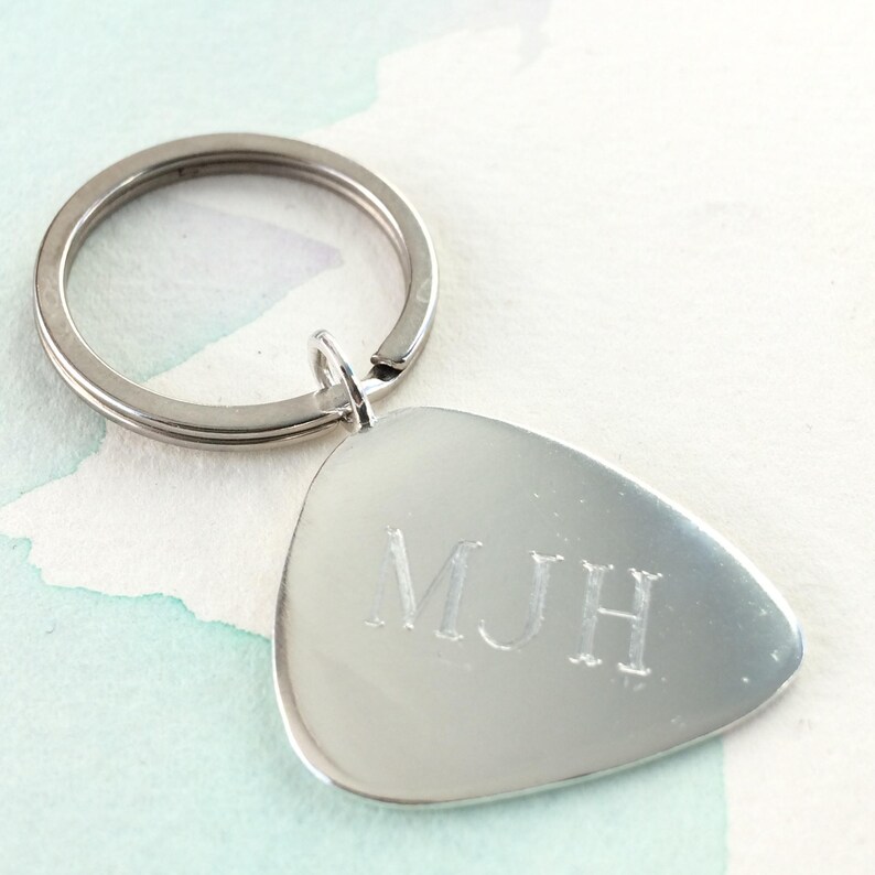 Personalised Guitar Pick Key Ringsterling Silver Bronze Etsy UK