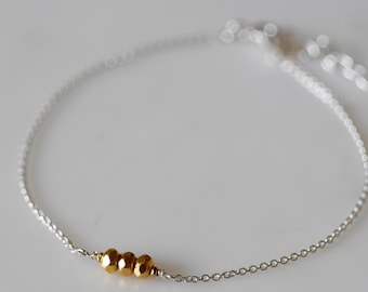 Gold And Silver Dainty Beaded Bracelet