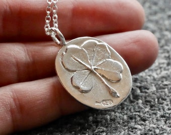 Sterling Silver Personalised Four Leaf Clover Coin Lucky Charm Necklace