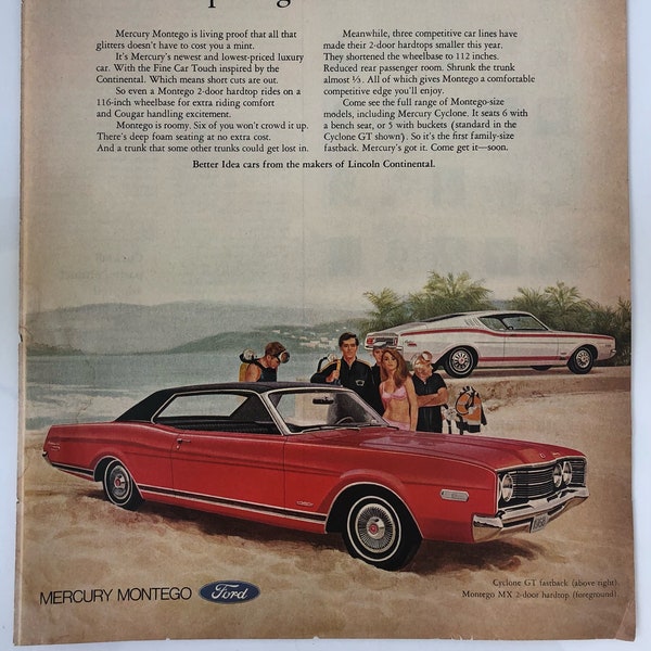 Vintage 1967 Mercury Montego Automobile/Car Print Ad