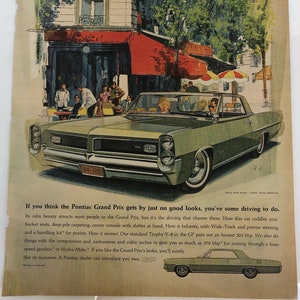 Vintage 1960s Pontiac Grand Prix Automobile/Car Print Ad