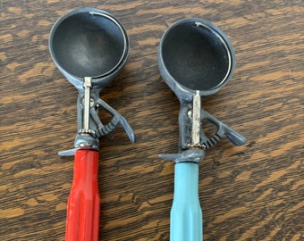 2 Vintage Metal Ice Cream Scoops - 1950s