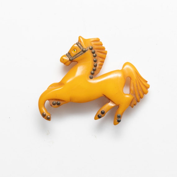 Vintage Bakelite Studded Horse Brooch / Pin - 194… - image 1