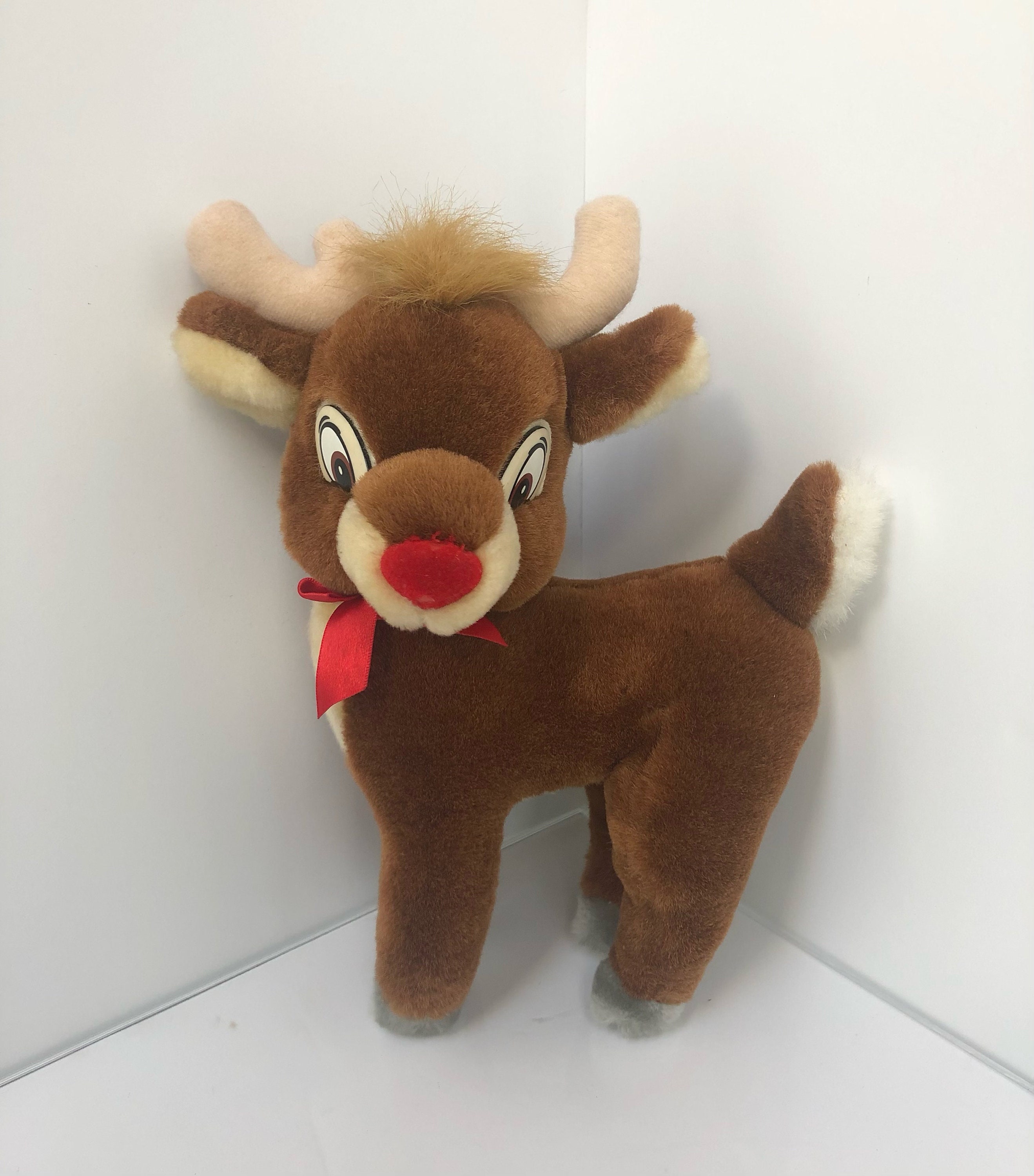 Adorable Vintage Stuffed Rudolph the Red Nosed Reindeer by Applause - Etsy