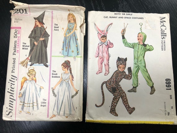 Vintage Children's Costumes Sewing Patterns McCall's 4461; Simplicity 7274; Butterick 3274