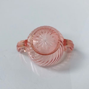 Vintage Pink Imperial Depression Glass Open Sugar Bowl. Swirl Design with 2 Handles image 3