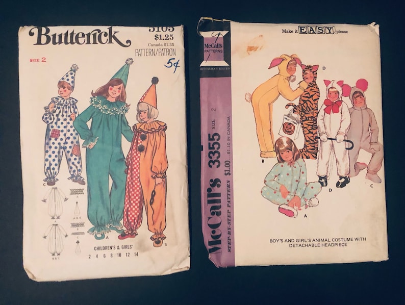 Vintage Halloween Costume Patterns. Choose Butterick Clowns Etsy