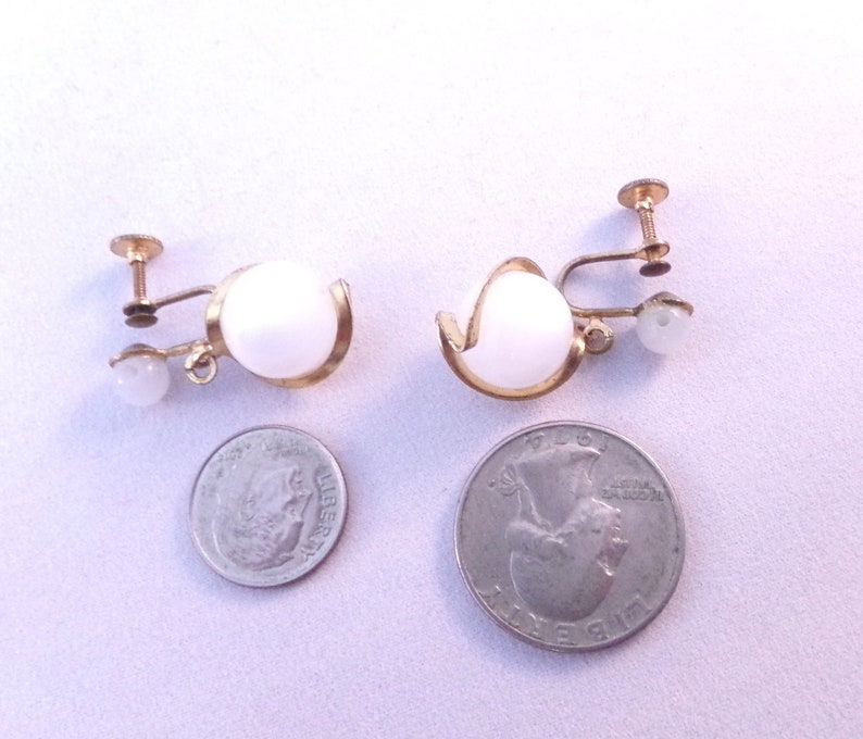 Vintage 1950/'s Caged Strew Back Earrings Iridescent Lucite floating Ball Earrings Mid Century Earrings Christmas Gift