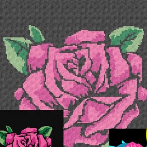 C2C PINK ROSE CROCHET Pattern Pink Rose Crochet Graphgan Pattern Realistic Pink Rose Afghan Crochet Pattern Free C2C and Sc Written Pattern