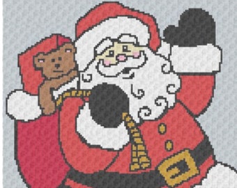 SANTA CLAUS CROCHET Graph Pattern Mini C2C or Single Crochet Christmas Graphgan Blanket Holiday Afghan Throw Graph Free Written Instructions