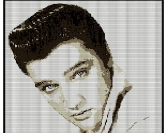 ELVIS CROCHET Graphgan FREE Written Instructions Crochet Pattern Portrait Crochet Pattern Graph Pattern Grid Chart Pattern The King Graphgan