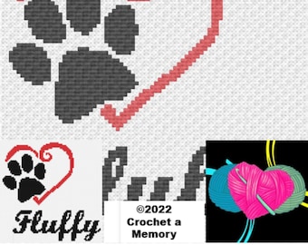 CUSTOM C2C CROCHET CAT Name Pattern, Cat Lover Crochet Graphgan, C2C Cat Paw Pattern, Pet Parent Gift, Written Instructions Included