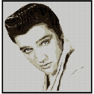 ELVIS CROCHET Graphgan FREE Written Instructions Crochet Pattern Portrait Crochet Pattern Graph Pattern Grid Chart Pattern The King Graphgan